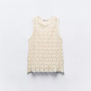 ZARA Cream Lace Sleeveless Top
